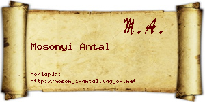 Mosonyi Antal névjegykártya